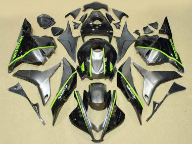 Cheap 2009-2012 Honda CBR600RR Motorcycle Fairings - Silver Glossy Black with Fluorescent Green Lines Canada