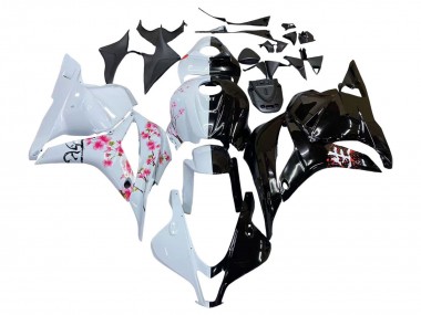 Cheap 2009-2012 Honda CBR600RR Motorcycle Fairings - White Cherry Blossom Glossy Black Canada