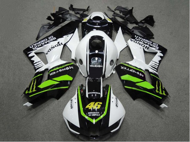 2009-2012 Honda CBR600RR Motorcycle Fairings - White Green Glossy Black Semakin Didepan Monster 46 Canada
