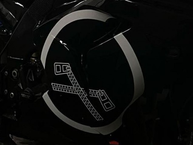2006-2007 Kawasaki ZX10R Motorcycle Fairings - Glossy Black White Circle Canada