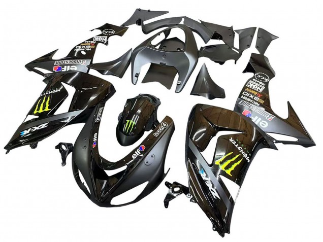 2006-2007 Kawasaki ZX10R Motorcycle Fairings - Grey Yellow Glossy Black Monster Elf Canada