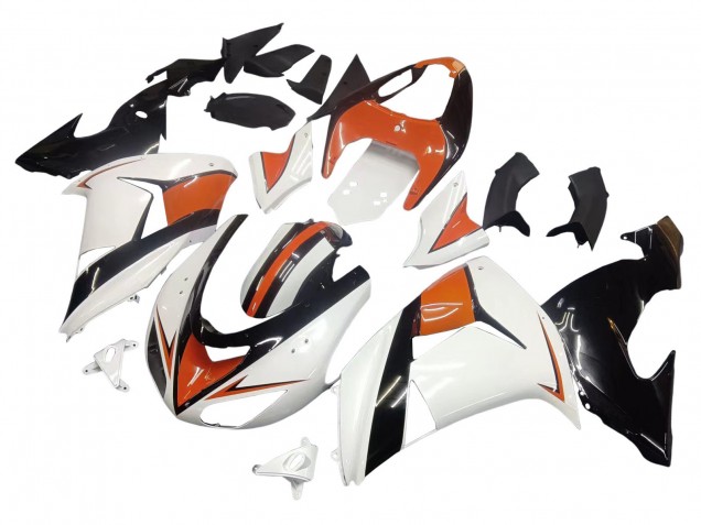 2006-2007 Kawasaki ZX10R Motorcycle Fairings - White Orange Black Canada
