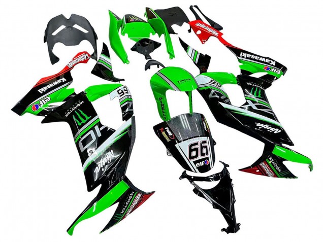 2008-2010 Kawasaki ZX10R Motorcycle Fairings - Green White Red Black Monster Elf 66 Canada