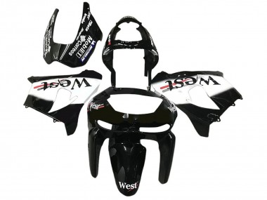 Cheap 1998-1999 Kawasaki ZX6R Motorcycle Fairings - Glossy Black White West Canada