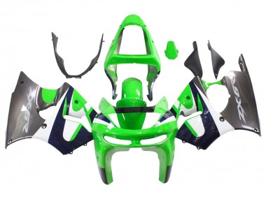 Cheap 1998-1999 Kawasaki ZX6R Motorcycle Fairings - Green White Dark Blue Silver Canada