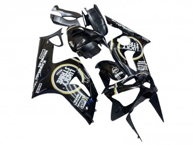 Cheap 2003-2004 Kawasaki ZX6R Motorcycle Fairings - Glossy Black White Motul Lucky Strike Canada
