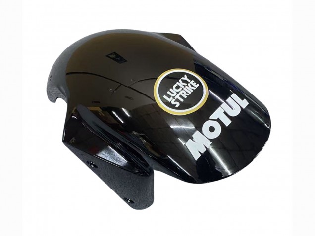2003-2004 Kawasaki ZX6R Motorcycle Fairings - Glossy Black White Motul Lucky Strike Canada