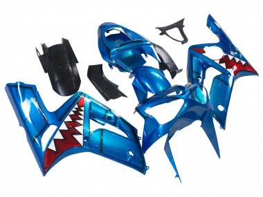 Cheap 2003-2004 Kawasaki ZX6R Motorcycle Fairings - Blue White Red Shark Canada