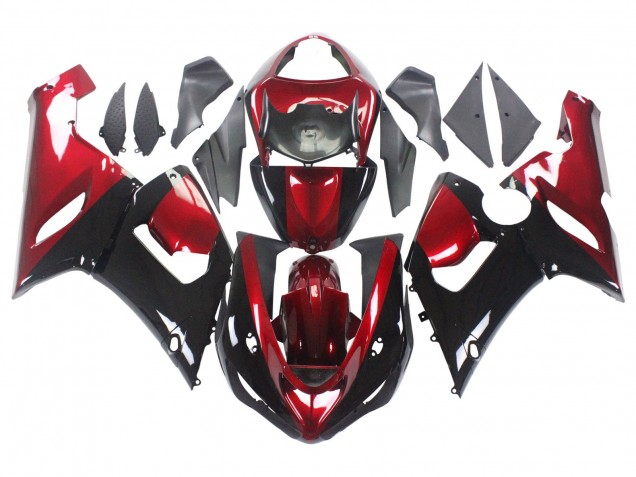 2005-2006 Kawasaki ZX6R Motorcycle Fairing - Red Glossy Black Canada