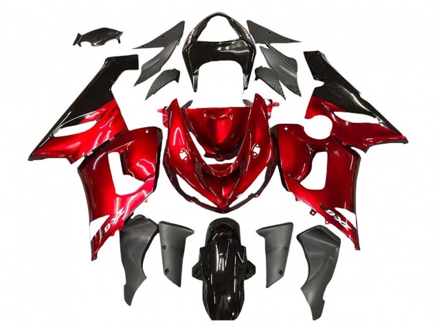 2005-2006 Kawasaki ZX6R Motorcycle Fairings - Red Black Canada