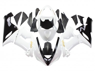 Cheap 2005-2006 Kawasaki ZX6R Motorcycle Fairings - White Black Gold Ninja Canada