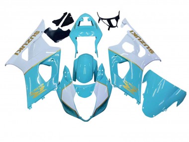 Cheap 2003-2004 Suzuki GSXR 1000 Motorcycle Fairings - White Light Blue Gold Canada