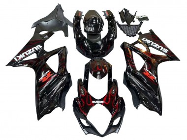 Cheap 2007-2008 Suzuki GSXR 1000 Motorcycle Fairings - Black Red Flame Canada