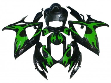 Cheap 2004-2005 Suzuki GSXR 600 / GSXR 750 Motorcycle Fairings - Glossy Black Green Flame Canada