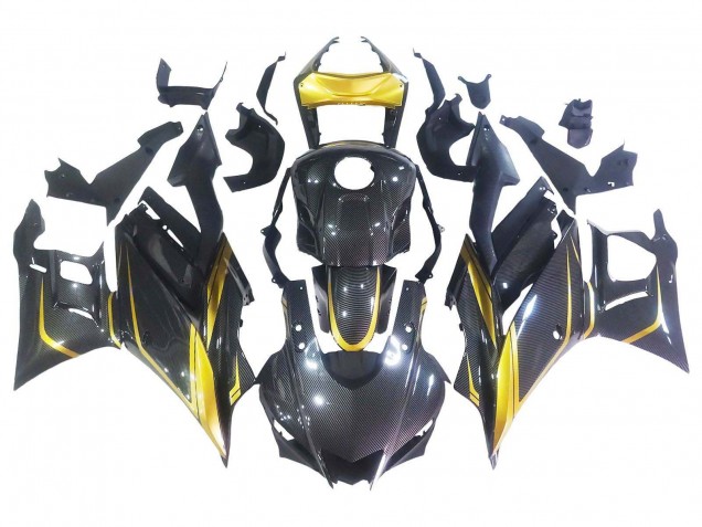 2019-2021 Yamaha YZF R3/R25 Motorcycle Fairings - Gold Black Carbon Fiber Canada
