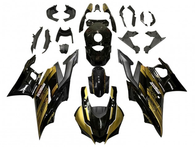 2019-2021 Yamaha YZF R3/R25 Motorcycle Fairings - Gold Glossy Black Semakin Didepan Canada