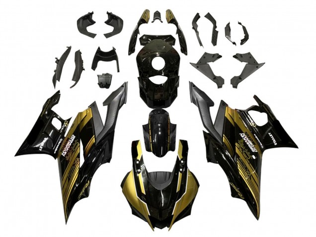 2022-2024 Yamaha YZF R3/R25 Motorcycle Fairings - Gold Glossy Black Semakin Didepan Canada