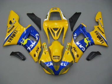 Cheap 2000-2001 Yamaha YZF 1000 R1 Motorcycle Fairings - White Yellow Blue Motul Camel Canada