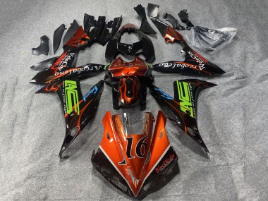 Cheap 2002-2003 Yamaha YZF 1000 R1 Motorcycle Fairings - Orange Black Neon Green with Flame 16 Canada