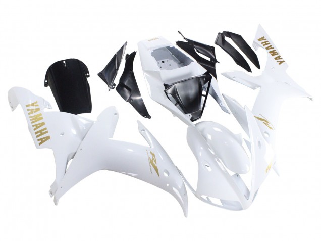 2002-2003 Yamaha YZF 1000 R1 Motorcycle Fairings - White Gold Decals Canada