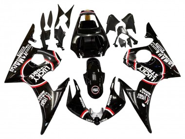 Cheap 2003-2004 Yamaha YZF R6 Motorcycle Fairings - Glossy Black Red White Lucky Strike Motul Canada