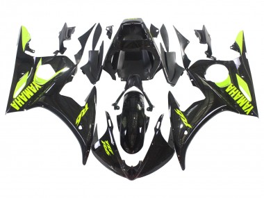 Cheap 2003-2004 Yamaha YZF R6 Motorcycle Fairings - Glossy Black Neon Yellow Canada