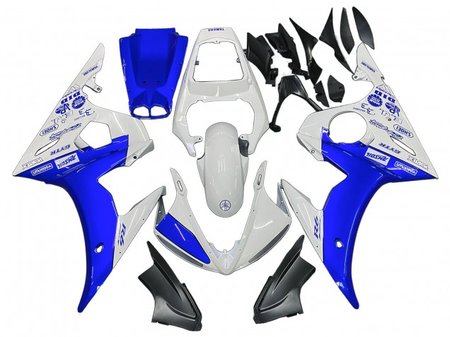 2003-2004 Yamaha YZF R6 Motorcycle Fairings - White Blue GYTR Canada