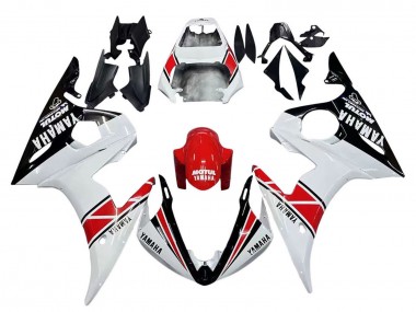Cheap 2003-2004 Yamaha YZF R6 Motorcycle Fairings - White Red Glossy Black Motul Canada
