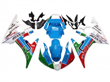 Cheap 2005 Yamaha YZF 600 R6 Motorcycle Fairings - Light Blue White Green Red Kastinee Dunlop Motul Canada