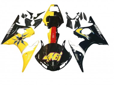 Cheap 2005 Yamaha YZF 600 R6 Motorcycle Fairings - Black Yellow Red 46 Canada
