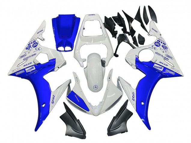 2005 Yamaha YZF 600 R6 Motorcycle Fairings - White Blue Yamalube Canada