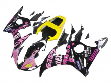 Cheap 2005 Yamaha YZF 600 R6 Motorcycle Fairings - Black Pink Yellow Repsol 46 Canada