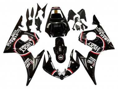 Cheap 2005 Yamaha YZF 600 R6 Motorcycle Fairings - Glossy Black White Lucky Strike Motul Canada