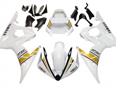 Cheap 2005 Yamaha YZF 600 R6 Motorcycle Fairings - White Gold Black Canada