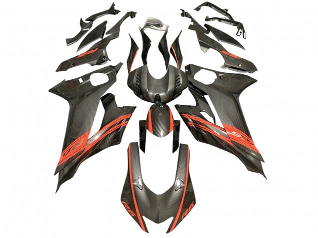 2017-2025 Yamaha YZF 600 R6 Motorcycle Fairings - Red Black Carbon Fiber Style Canada