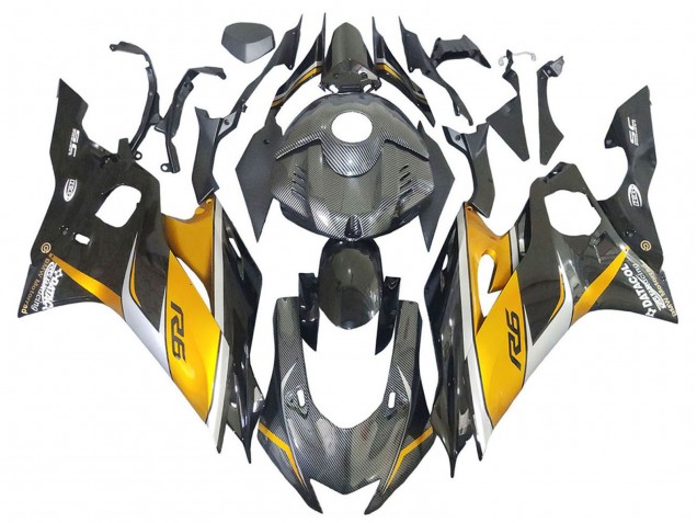 2017-2025 Yamaha YZF 600 R6 Motorcycle Fairings - Gold Black Carbon Fiber Canada