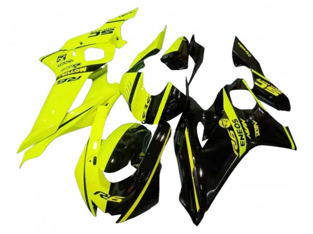 2017-2025 Yamaha YZF 600 R6 Motorcycle Fairings - Neon Yellow Glossy Black Split Canada