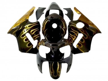 Cheap 2000-2001 Kawasaki ZX12R Motorcycle Fairings - Glossy Black Gold Flame Canada