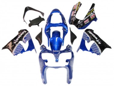 Cheap 2000-2001 Kawasaki ZX9R Motorcycle Fairings - Blue White Glossy Black Canada