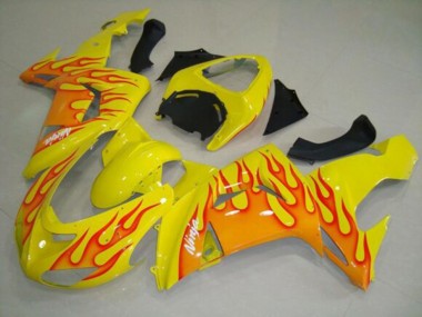 Cheap 2006-2007 Kawasaki ZX10R Motorcycle Fairings - Yellow Orange Flame Canada