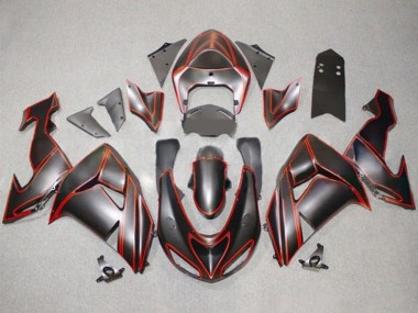 Cheap 2006-2007 Kawasaki ZX10R Motorcycle Fairings - Matte Black Red Pinstripe Canada