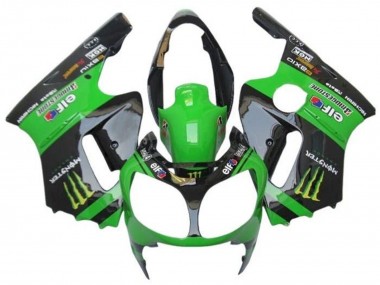 Cheap 2000-2001 Kawasaki ZX12R Motorcycle Fairings - Green Black Yellow Elf Monster Canada