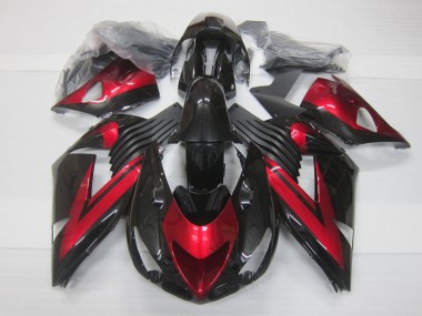 Cheap 2006-2011 Kawasaki ZX14R ZZR1400 Motorcycle Fairings - Candy Red Glossy Black Canada