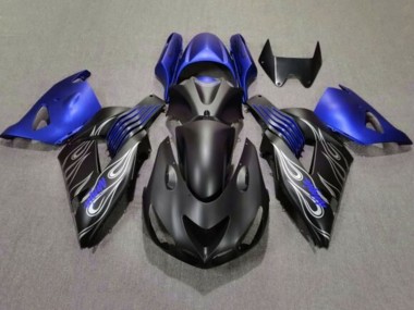 Cheap 2006-2011 Kawasaki ZX14R ZZR1400 Motorcycle Fairings - Matte Black Blue Silver Flame Canada