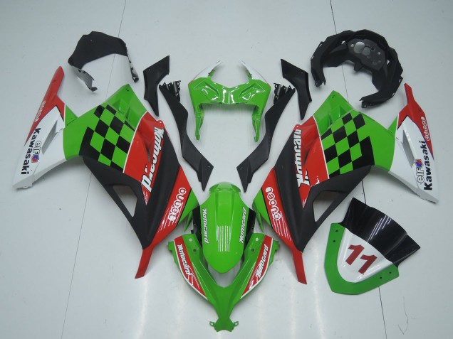 2013-2017 Kawasaki EX300 Motorcycle Fairings - Green White Red Black Motocard Canada