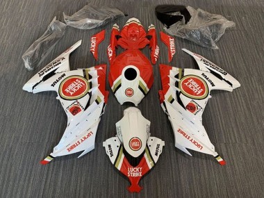 Cheap 2013-2017 Kawasaki EX300 Motorcycle Fairings - White Red Lucky Strike Canada