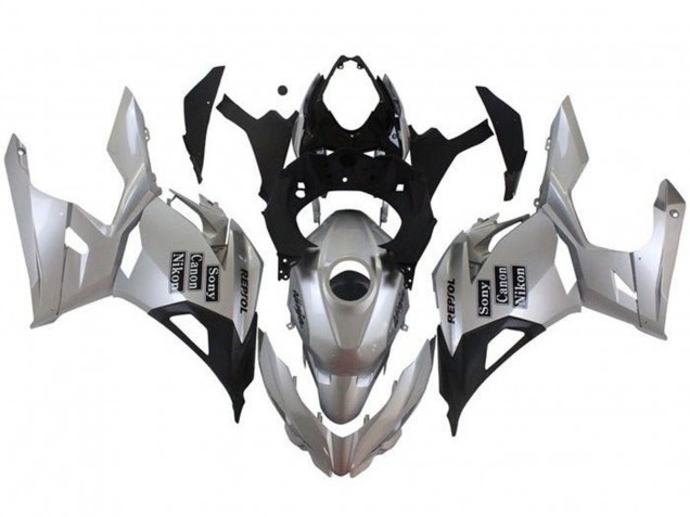 2018-2024 Kawasaki Ninja 400 Motorcycle Fairings - Silver Black Repsol Canada