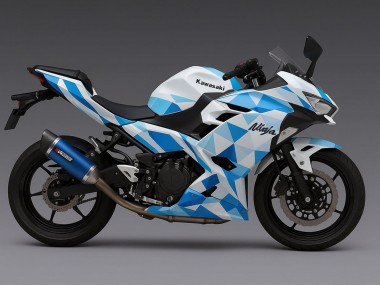 Cheap 2024-2025 Kawasaki Ninja 500 EX500R Motorcycle Fairings - White Blue Geometric Canada