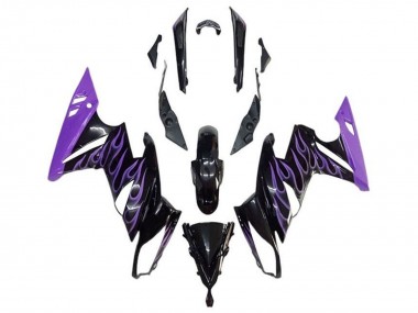 Cheap 2009-2011 Kawasaki Ninja 650 EX650 Motorcycle Fairings - Glossy Black Purple Flame Canada