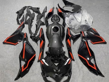 Cheap 2019-2025 Kawasaki ZX25R ZX-25R Motorcycle Fairings - Black Faux Carbon Fiber Red Canada